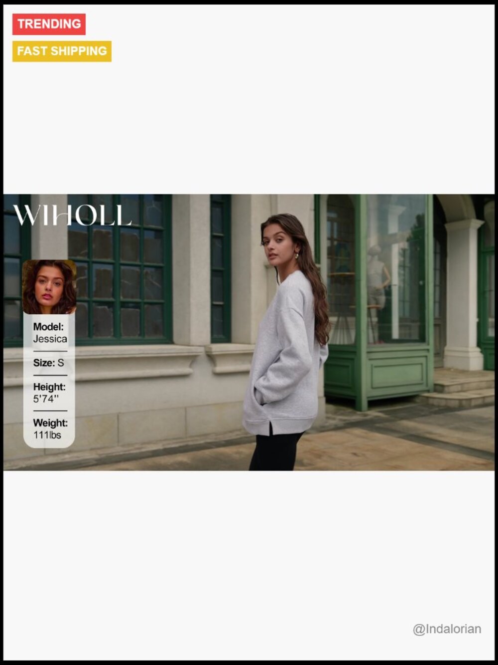 Oversized Fleece Pullover Sweatshirt with Pocket Casual Long Sleeve - Picture 5 of 6